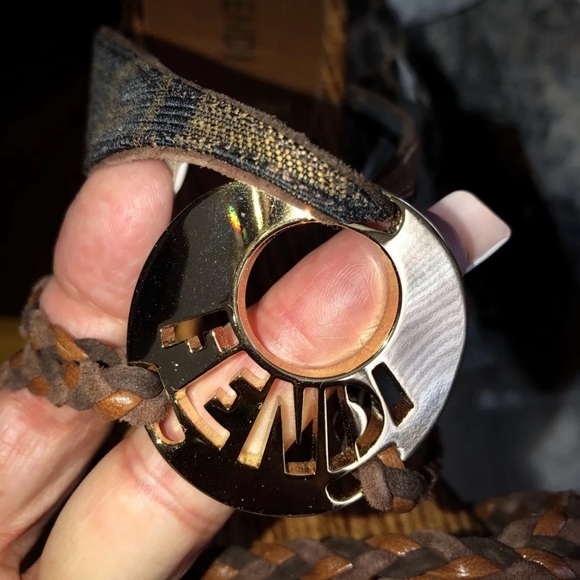 FENDI Authentic & Iconic Logo Sandal heels 39 9 Gorgeous! RARE - Picture 8 of 9